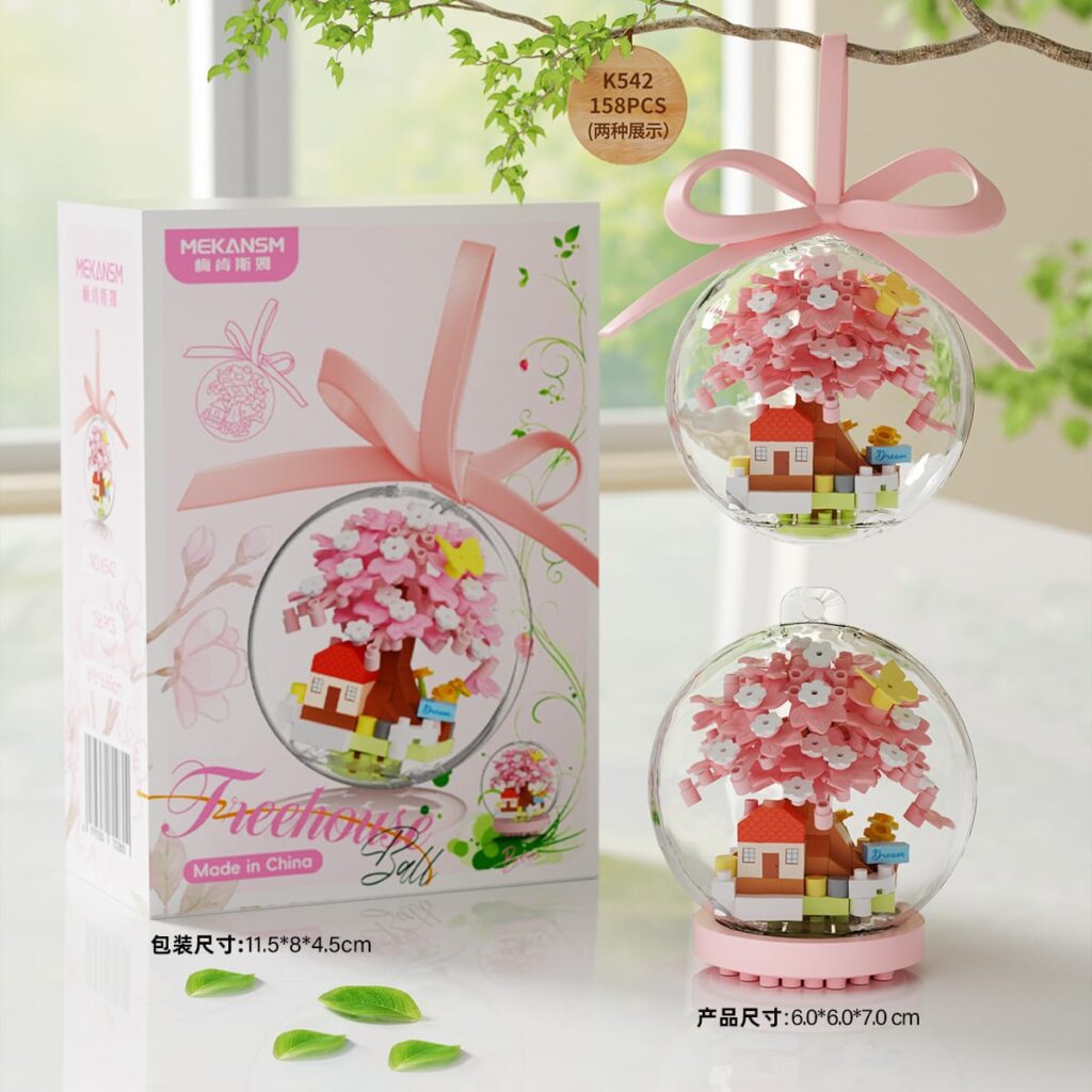 🌸 Cherry Blossom Mini Block Ornament
