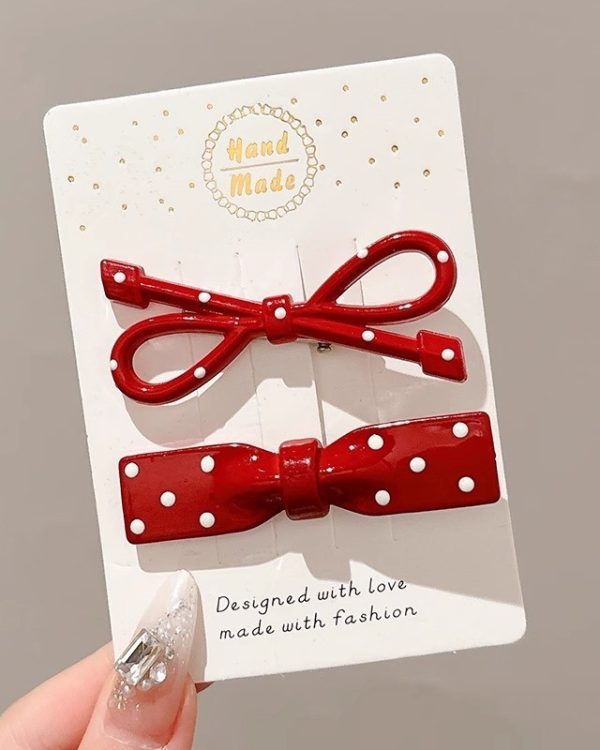 Red Polka dots hair clip