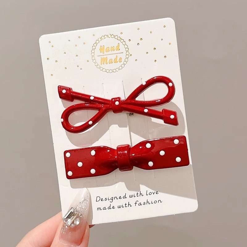 Red Polka dots hair clip